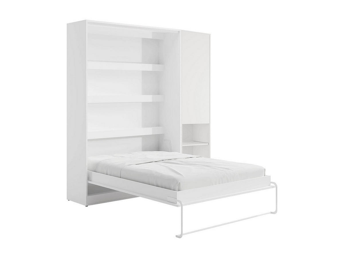 SCHRANKBETT - 2 Personen - holz - weiß Rapili - Weiß, Holz (160/200cm) - Vente-Unique