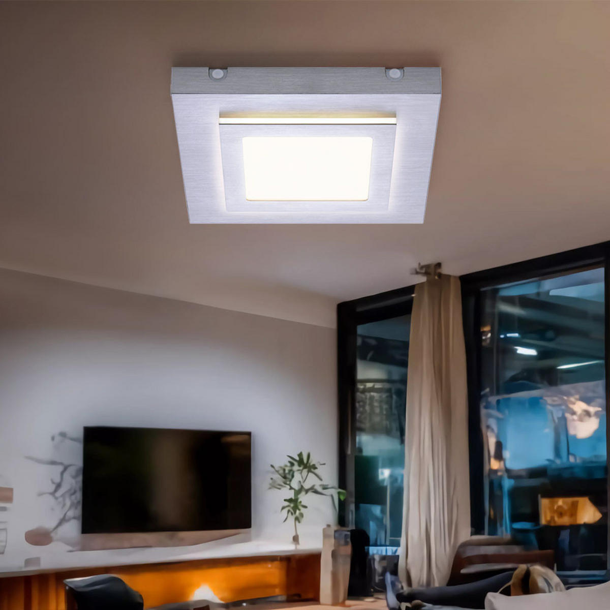 LED DECKENLEUCHTE TILING Aluminium Silber - Silberfarben, Metall (30/30/4.5cm)