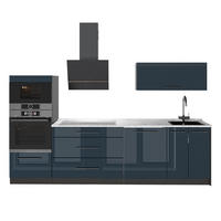 KÜCHENZEILE Fame-Line, Dunkelblau Hochglanz/Anthrazit, 280 cm, AP Marmor - Anthrazit/Dunkelblau, Holzwerkstoff (280/153.6/60cm) - Vicco
