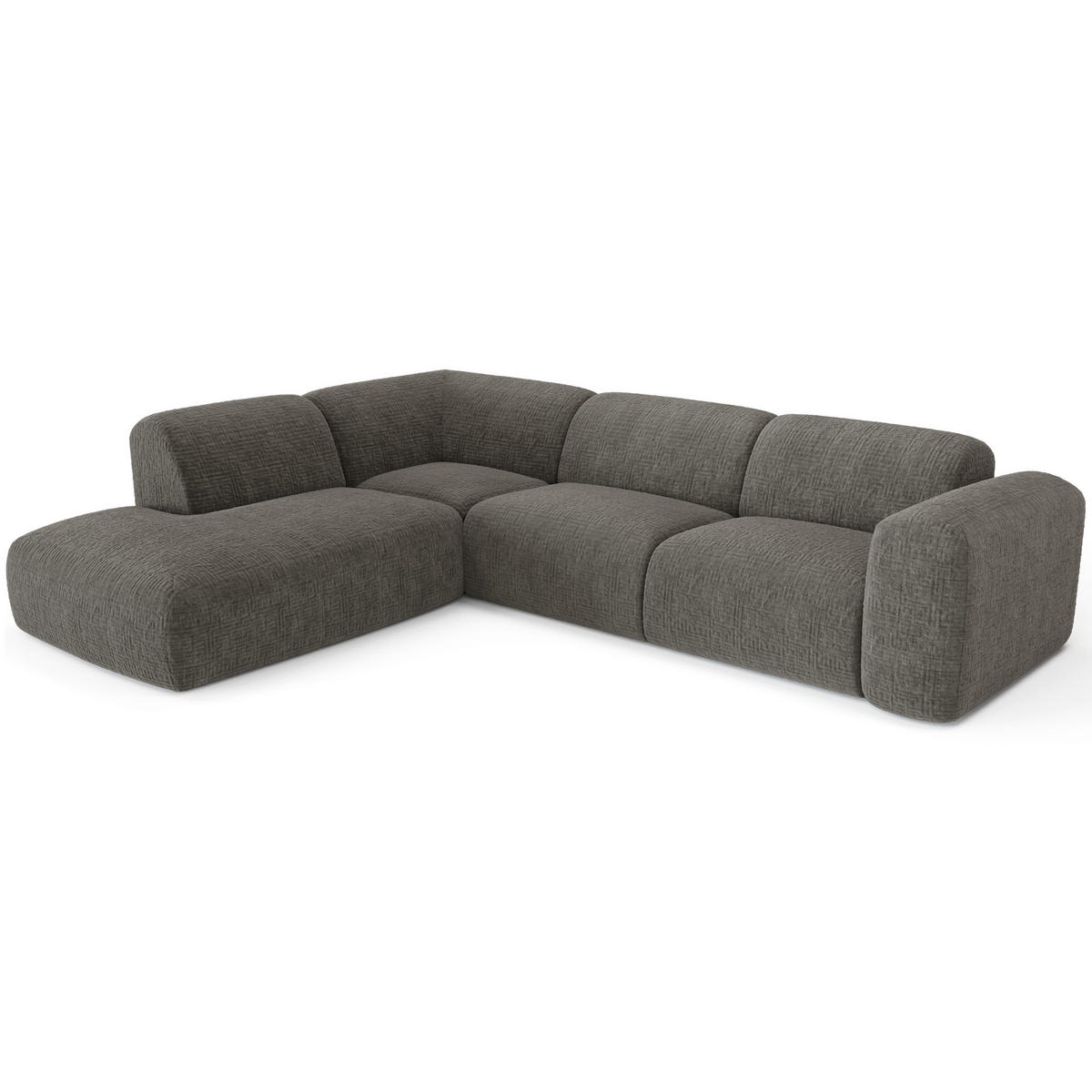 ECKSOFA LINKS Gemusterter Samt Grau 269cm - Grau, Textil (221/269cm) - Sia Home