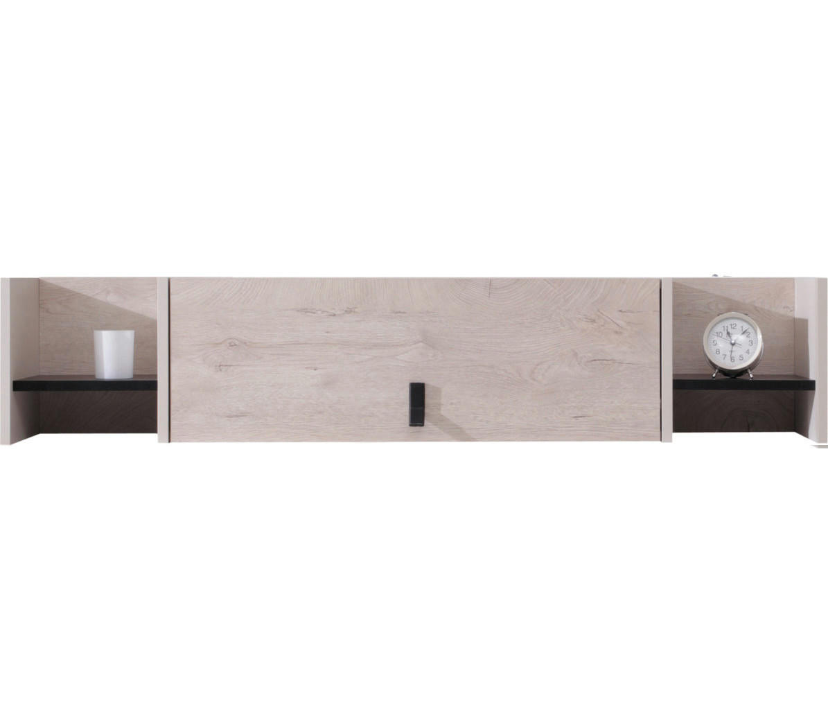 WANDREGAL Spuki in Schwarz, Eiche und Beige mit Klappe - Schwarz, Holzwerkstoff (80/200/120cm)