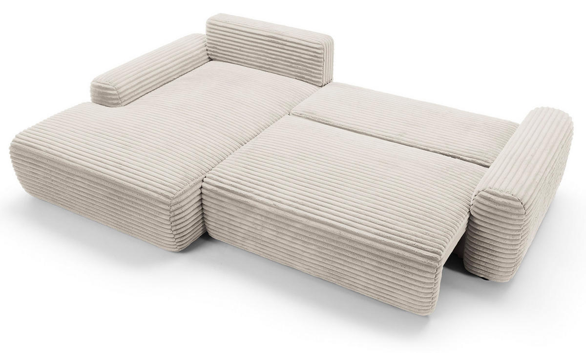 ECKSOFA Alferia Creme mit Cordbezug - Creme/Schwarz, Holzwerkstoff/Kunststoff (264/162cm) - Selsey