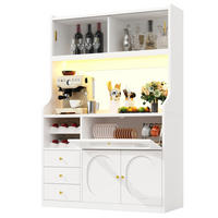 KÜCHENSCHRANK120/180/40 cm, MDF, Weiß, MIT RGB-LED BELEUCHTUNG, Glasschiebetüren und Weinregal, für Küche und Esszimmer - Weiß, Holzwerkstoff (40/180/120cm) - Rolipo