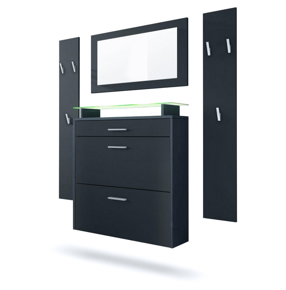 GARDEROBE Malea Fronten in Schwarz matt - Schwarz, Holzwerkstoff (180/180/23cm) - Vladon