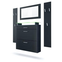 GARDEROBE Malea Fronten in Schwarz matt - Schwarz, Holzwerkstoff (180/180/23cm) - Vladon