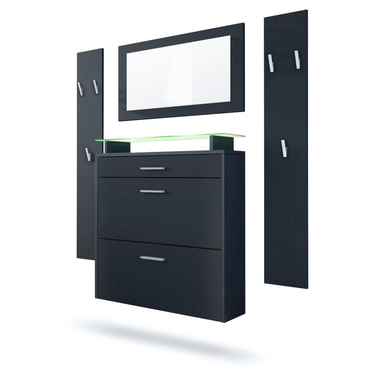 GARDEROBE Malea Fronten in Schwarz matt - Schwarz, Holzwerkstoff (180/180/23cm) - Vladon