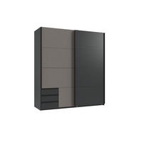 KLEIDERSCHRANK Emden in Graphit mit Saharagrau - Schwebetürenschrank Breite 179 cm ohne Spiegel - Grau, Holzwerkstoff (179/198/65cm)