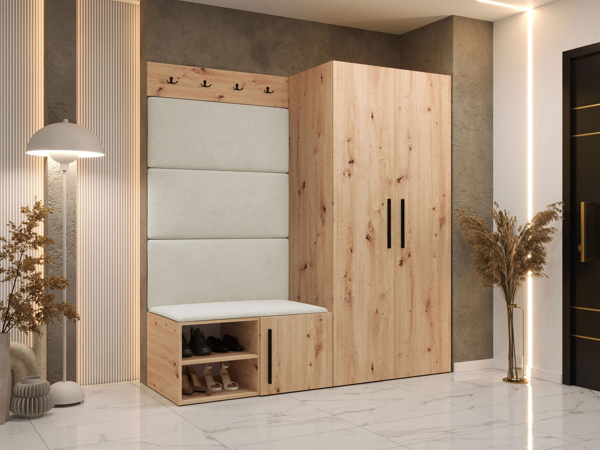 GARDEROBEN-SET Medi I - Beige/Schwarz, Holzwerkstoff/Kunststoff (80/191/50cm) - MIRJAN24