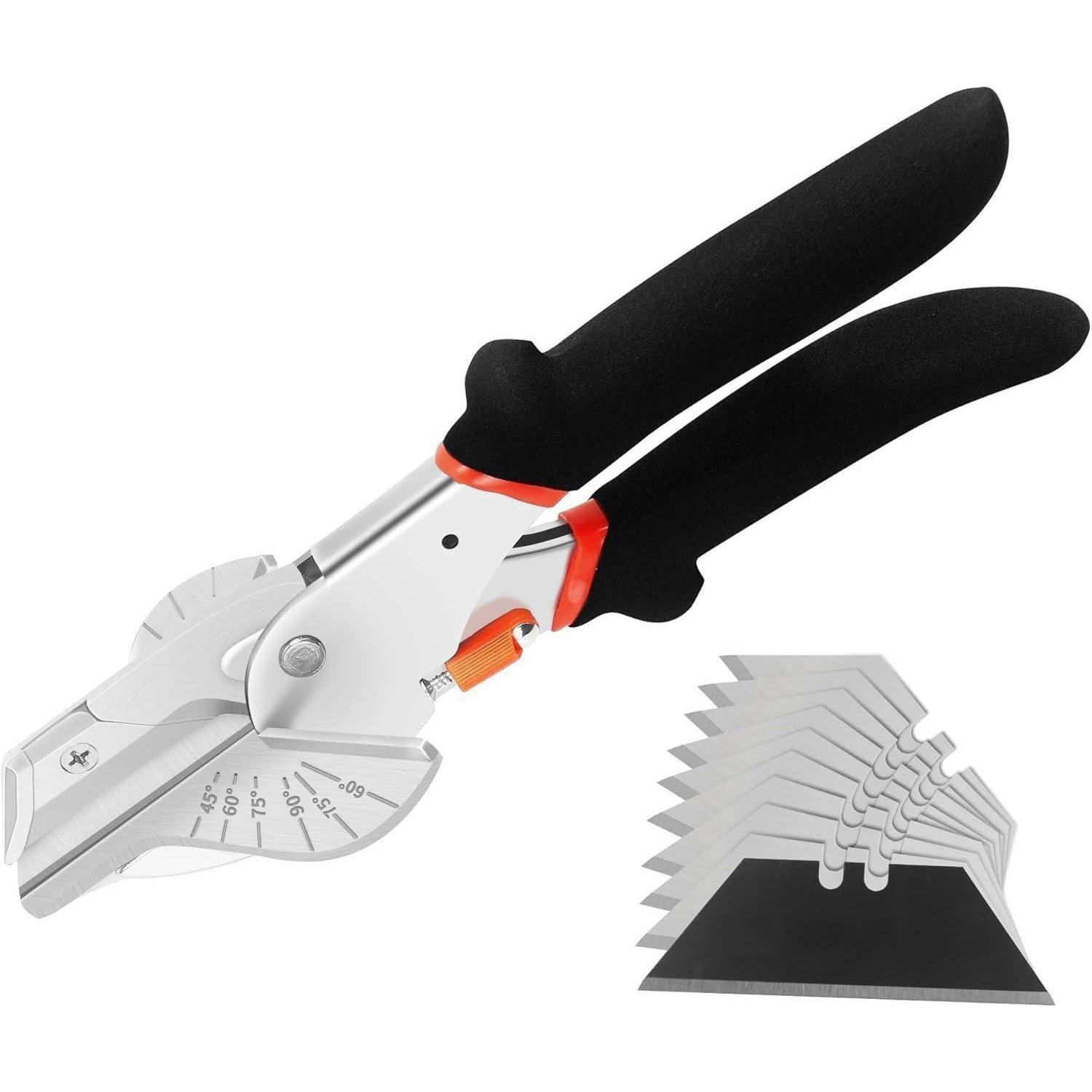 GEHRUNGSSCHERE mit 10 Ersatzklingen und verstellbarem Winkel - Schwarz, Metall (5/0.1/22cm)