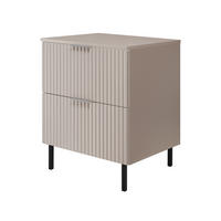 WASCHBECKUNTERSCHRANK, Kaschmir, 60 x 77 x 46 cm, silberner Griff, schwarze Beine + Arbeitsplatte - Beige/Silberfarben, Holzwerkstoff (60/77/46cm) - 3XE LIVING