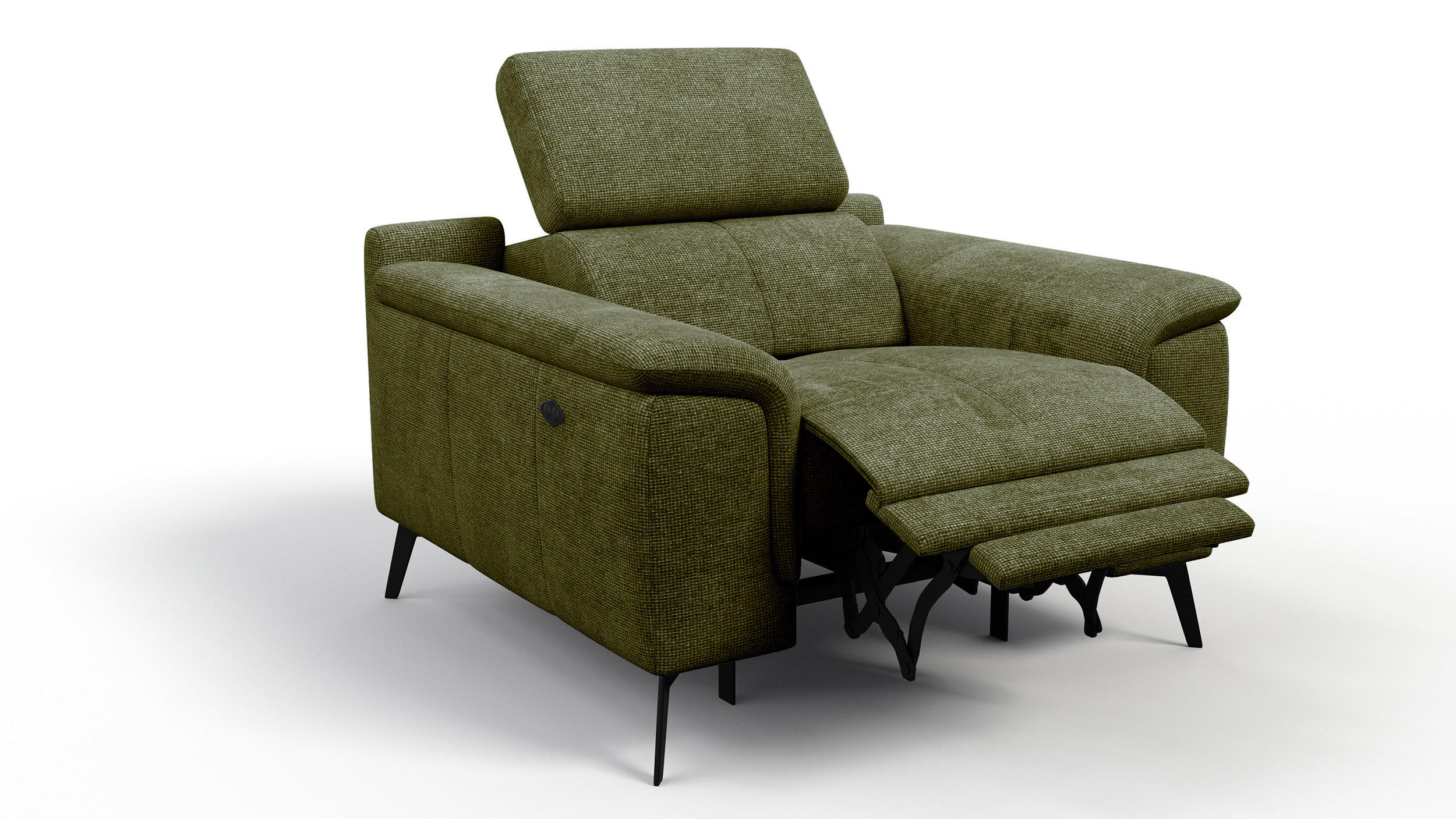 SESSEL FIERO mit Relaxfunktion, olivgrün - Schwarz/Olivgrün, Holzwerkstoff/Textil (114/82/103cm) - Courtois Laville