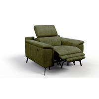 SESSEL FIERO mit Relaxfunktion, olivgrün - Schwarz/Olivgrün, Holzwerkstoff/Textil (114/82/103cm) - Courtois Laville