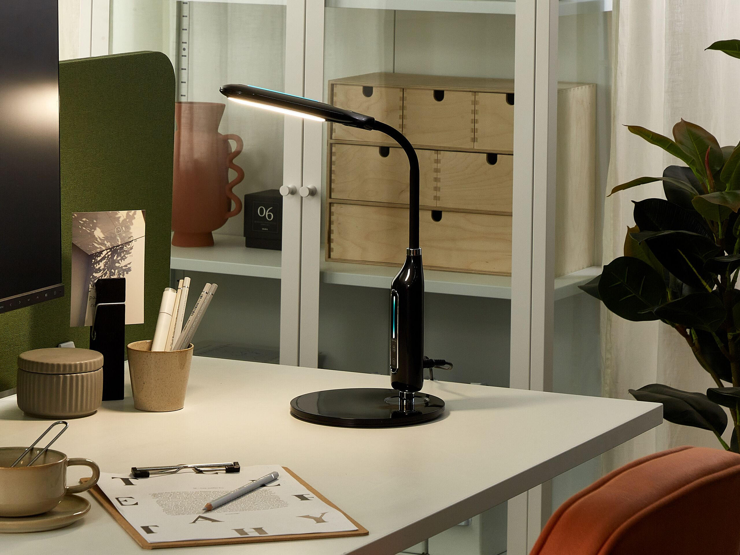 SCHREIBTISCHLAMPE Cygnus 18/21/38 cm - Schwarz, Kunststoff (18/21/38cm) - Beliani