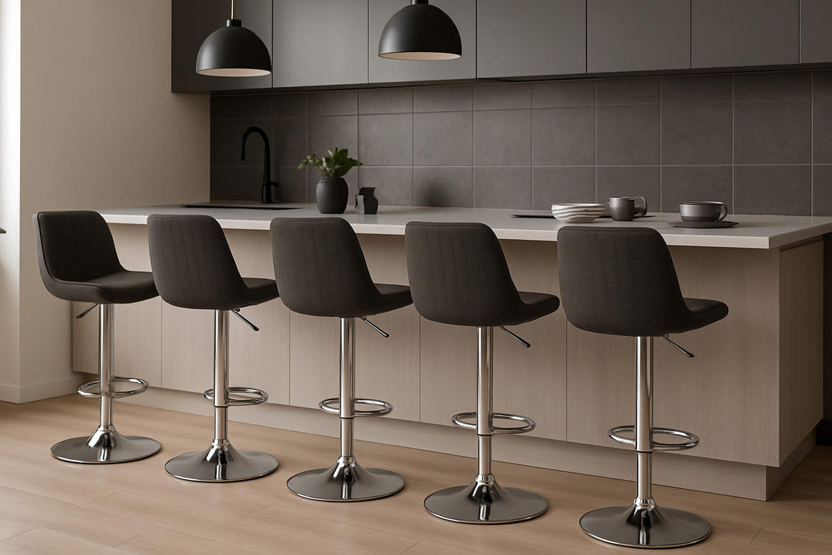 BARHOCKER 2er Set Lentos Stoff chrom dunkelgrau - Chromfarben/Dunkelgrau, Textil/Metall (50/108/50cm) - TPFLiving