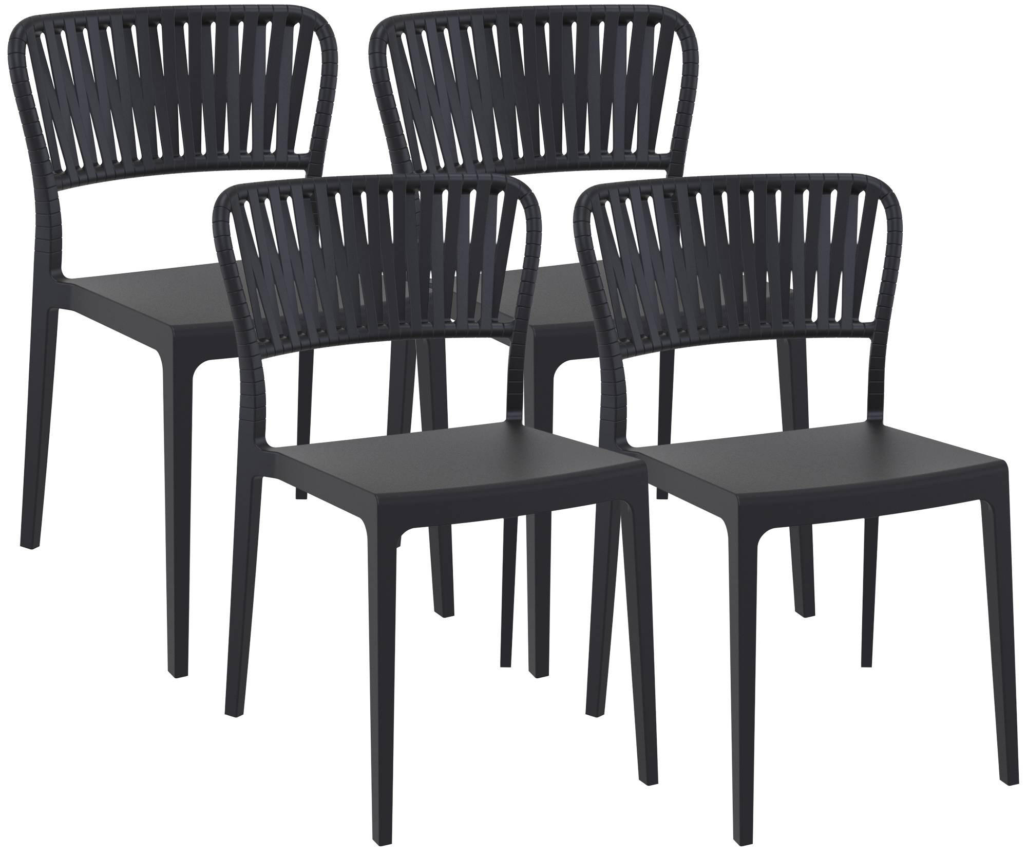 GARTENSTUHL 4er Set Kunststoff Schwarz - Schwarz, Kunststoff (45/84/55cm) - CLP