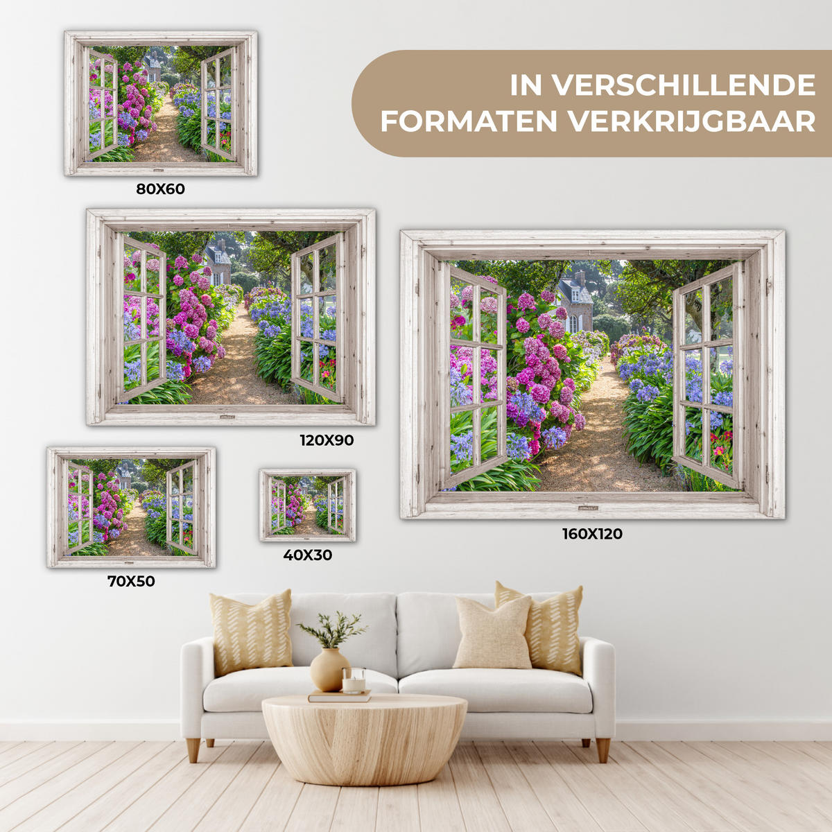 LEINWANDBILD Hortensie - Durchsichtig - Blumen - Sommer - Lila - Weg 40x30 cm - Lila, Textil (40/30cm) - MuchoWow