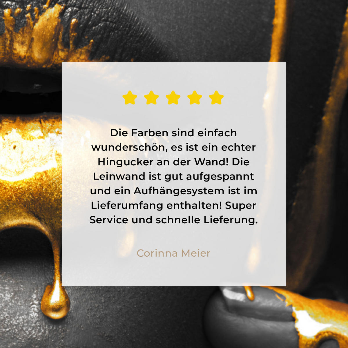 LEINWANDBILD Frau - Schwarz - Gold - Gesicht - Lippen 90x90 cm - Goldfarben, Textil (90/90cm) - MuchoWow