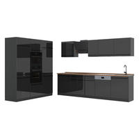 KUCHYŇSKÝ KOUT R-Line, Antracitový vysoký lesk/Antracit, 180 cm pracovná doska Dub Goldkraft - antracitová/vysoce lesklá černá, kompozitní dřevo (180/206.8/60cm) - Vicco