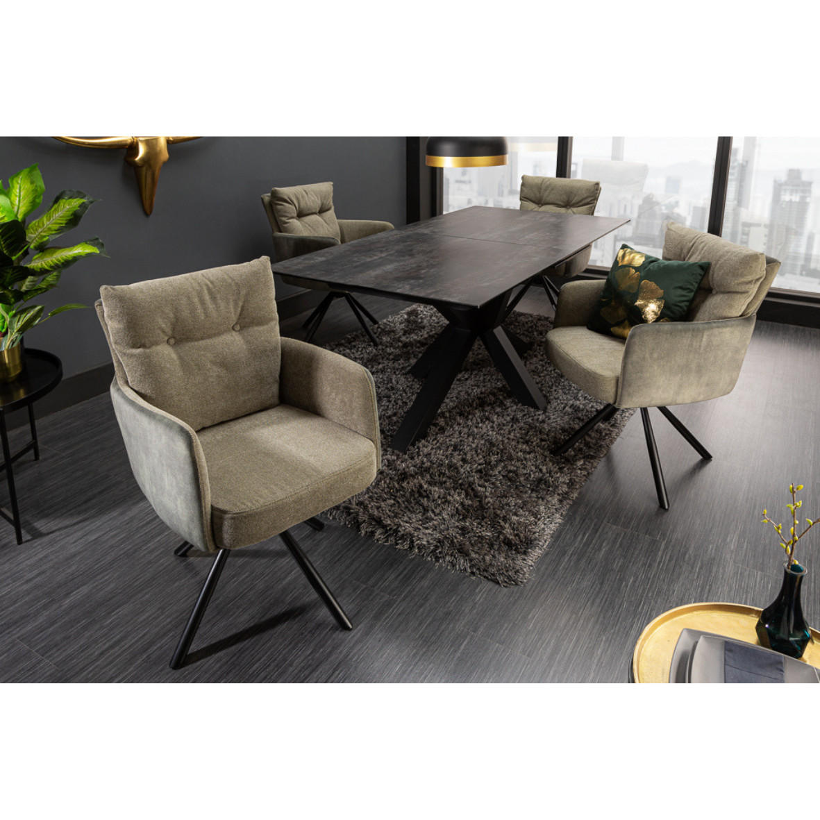 ARMLEHNSTUHL BIG GEORGE Samt Grün - Grün, Textil (58/90/68cm) - riess-ambiente