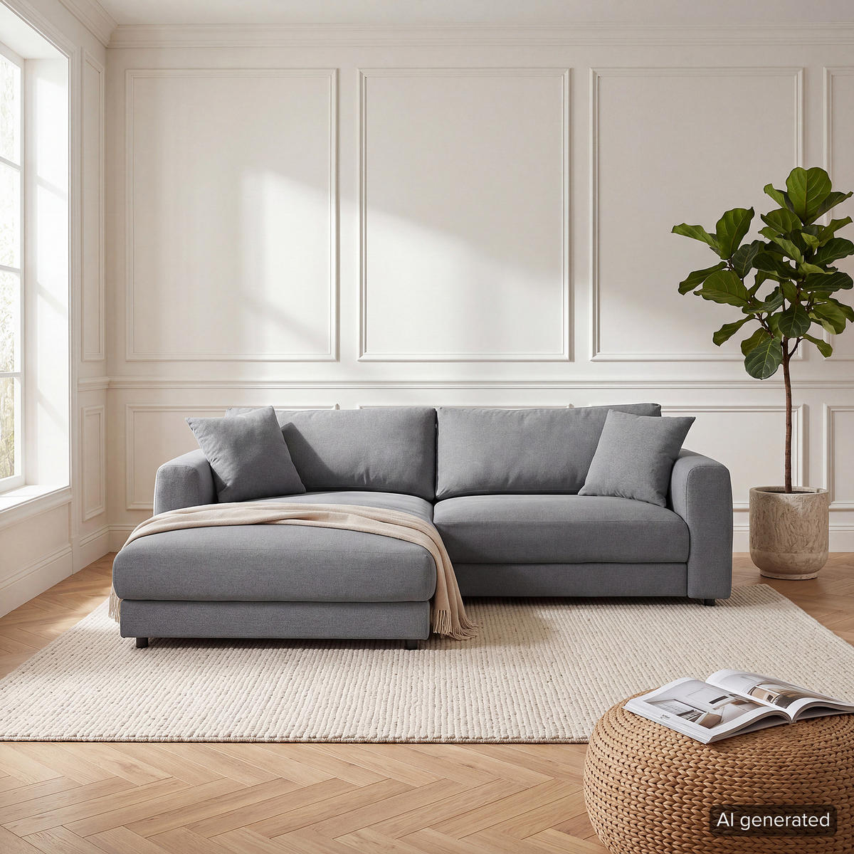 ECKSOFA mit Longchair - Schwarz/Grau, Holz/Kunststoff (238/183cm) - home24