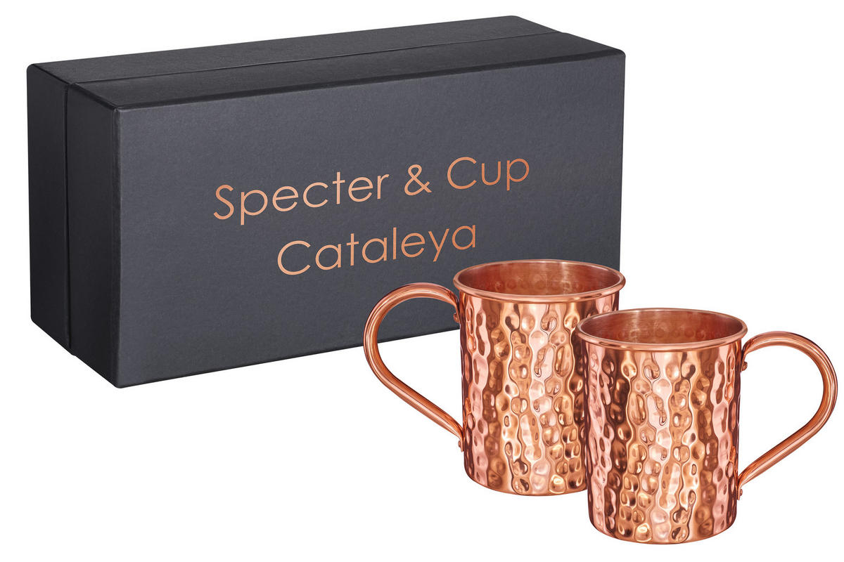 KUPFERBECHER, Cocktailbecher CATALEYA 2er Set Moscow Mule 400ml - Kupferfarben, Paraffin (8.5/10.5/10.5cm) - Specter & Cup