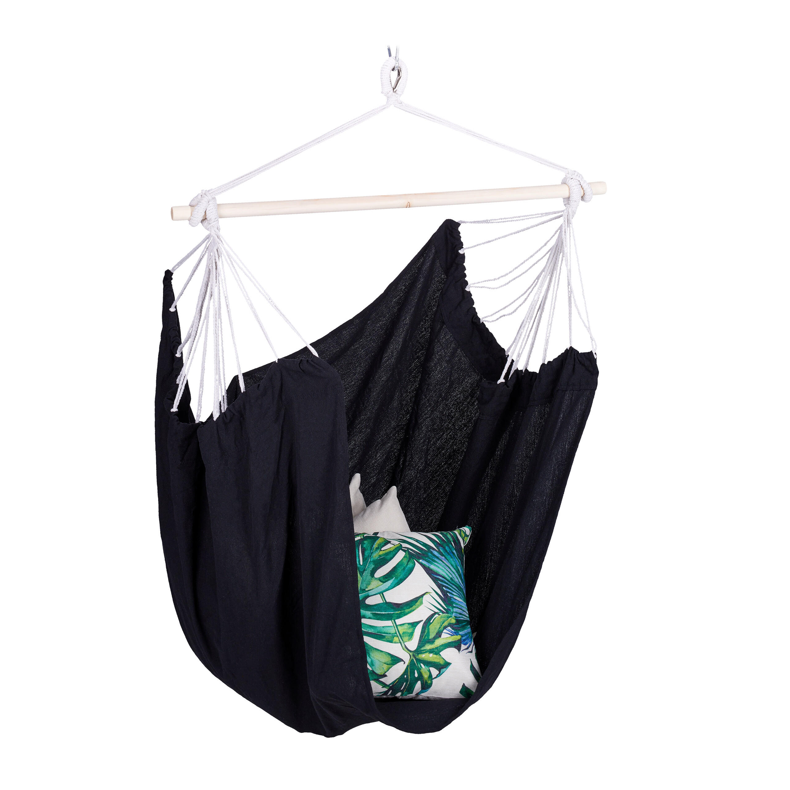 HÄNGESESSEL - Schwarz, Holz/Textil (100/150/40cm) - Relaxdays
