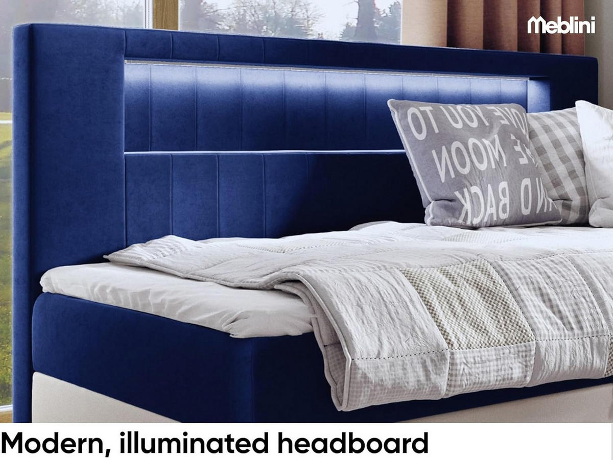 KINDERBETT GARETH 2 - Dunkelblau/Weiß, Holzwerkstoff (111/201cm) - Meblini