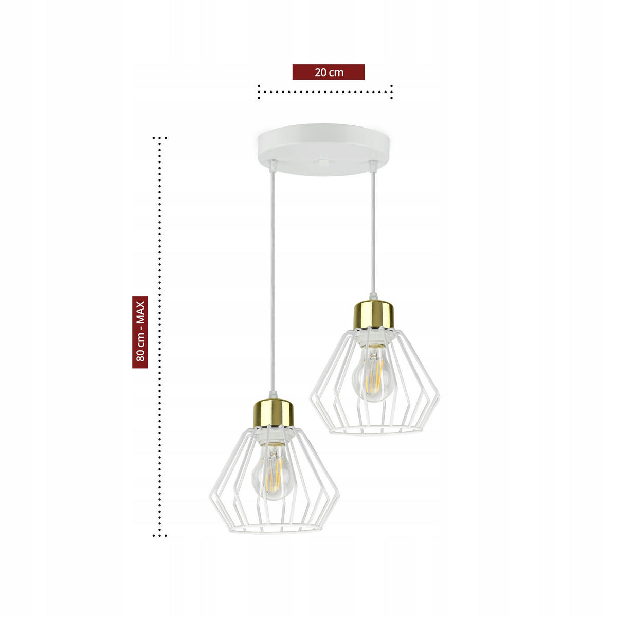 PENDELLEUCHTE LOFT - Goldfarben/Weiß, Metall (30/30/80cm) - kiki design