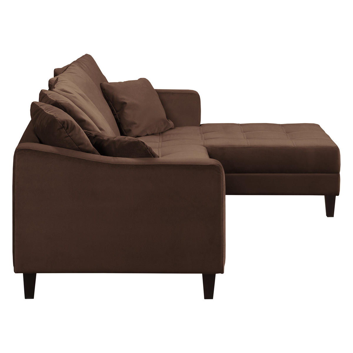 ECKSOFA mit Ottomane - Samt - Braun, Textil (254/165cm) - home24
