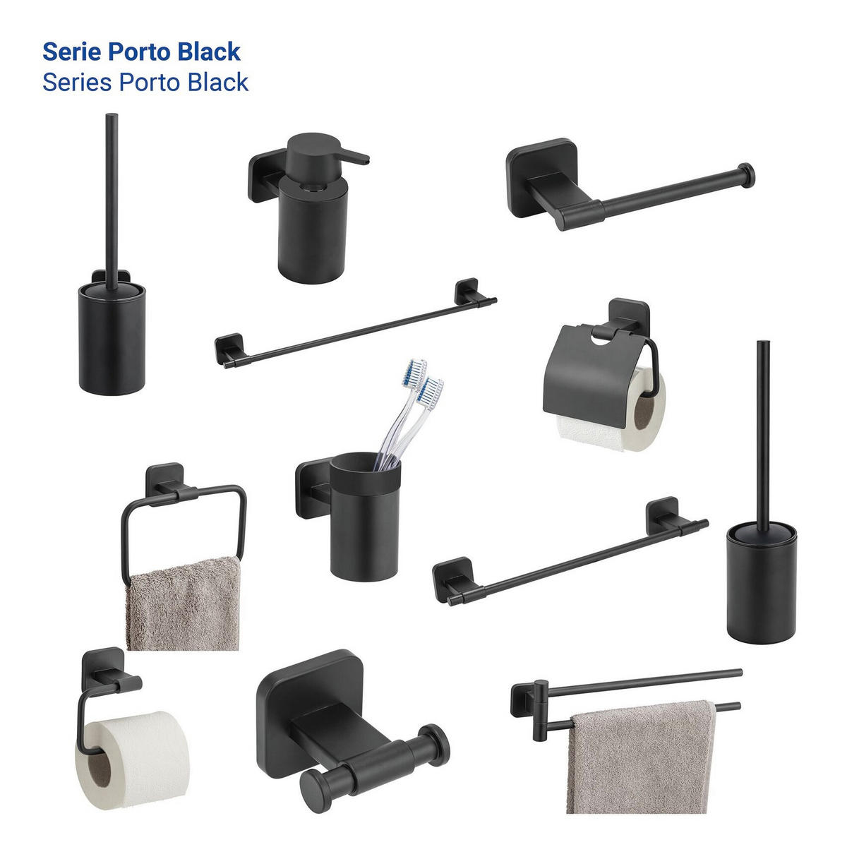 PAPIERHALTER mit Klappe Porto 6,5/14,5/13 cm - Schwarz, Metall (14.5/13/6.5cm) - Wenko
