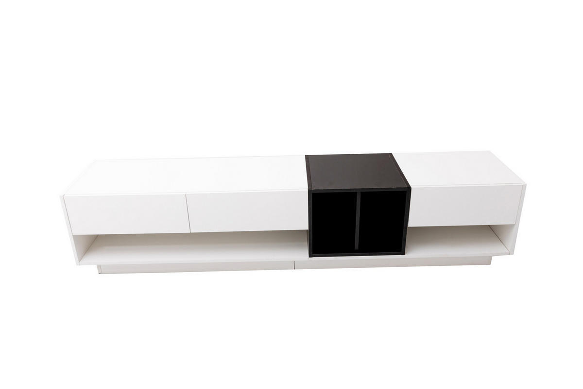 TV-LOWBOARD 190/40/42 cm mit 3 Schubladen und 2 offenen Fächern - Schwarz, Holzwerkstoff (190/42/40cm) - BEAOK