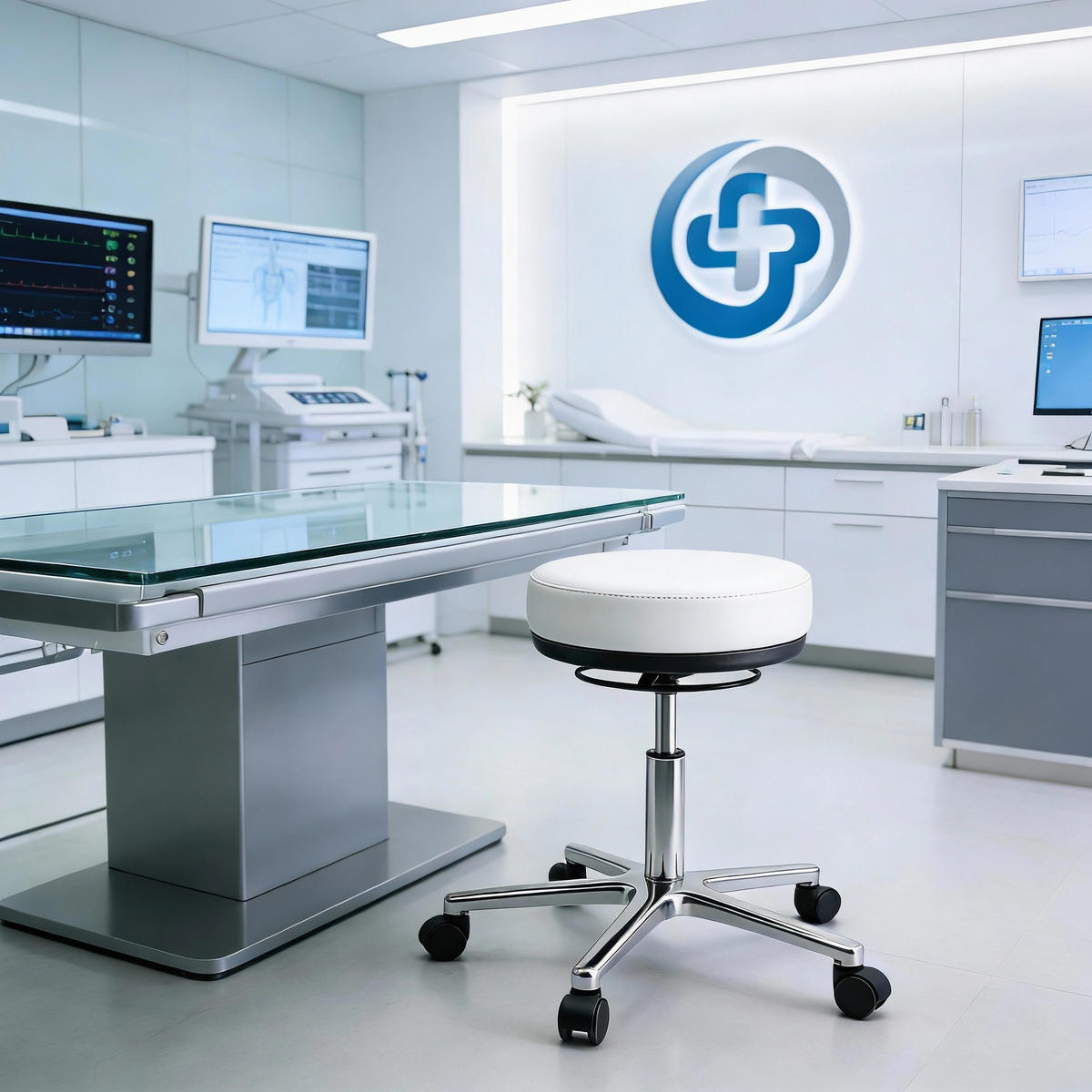 ARBEITSHOCKER Echtleder Weiß - höhenverstellbar, 150kg belastbar - Weiß, Leder/Metall (58/46/58cm) - Versee