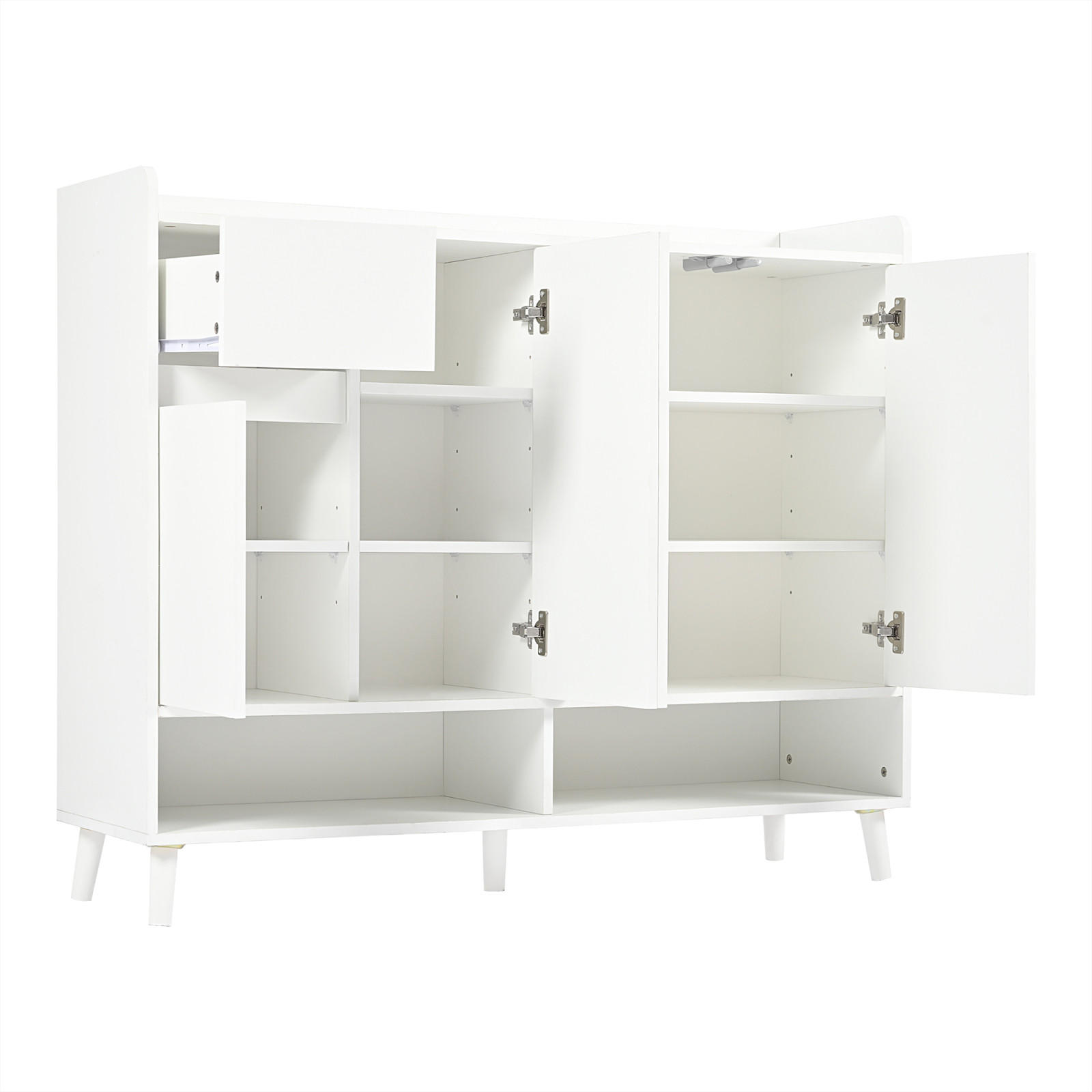 SCHUHSCHRANK Sideboard Weiß 120x99x35 cm mit verstellbaren Einlegeböden - Weiß, Holz (120/99/35cm) - PARAFTA HOME