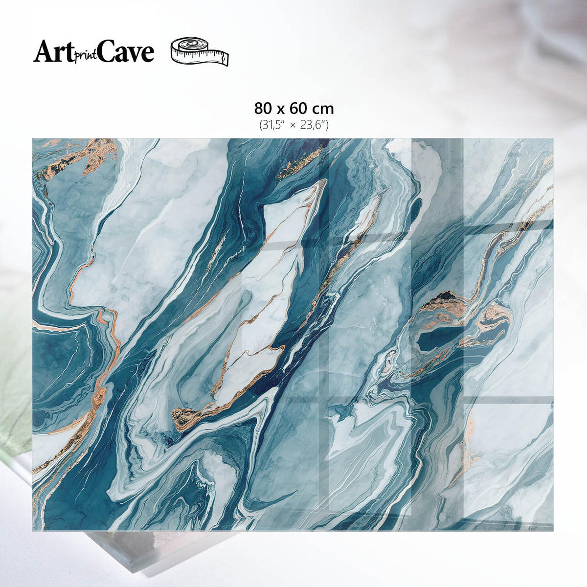 GLASPLATTE 80x60 cm – Abstrakte Wellen - Beige, Glas (0.4/80/60cm) - ArtPrintCave