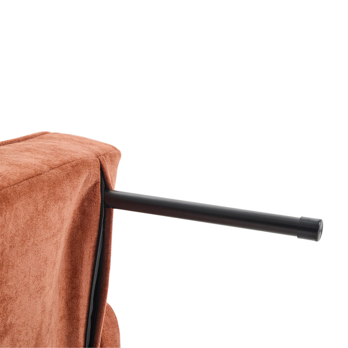 SOFA Chenille Orange mit Kissen, Stauraum und Handyhalterung - Orange, Textil/Metall (79/83/167cm) - WISHDOR