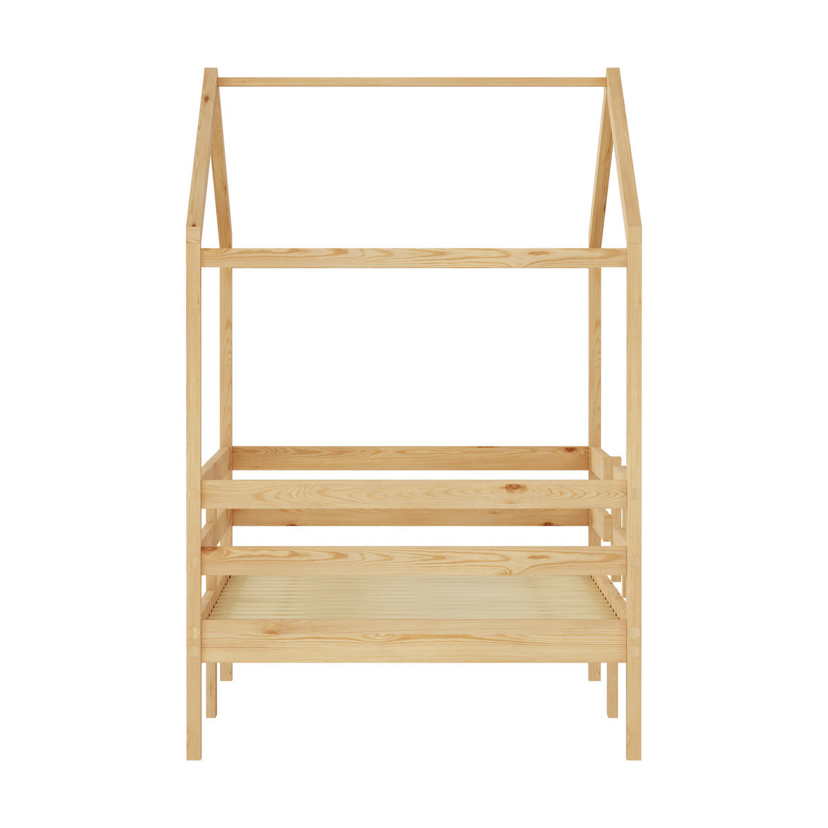 HAUSBETT 90/200 cm mit Rausfallschutz, DE-41909, in Naturholz - Naturfarben, Holzwerkstoff (90/200cm) - ComfortXL
