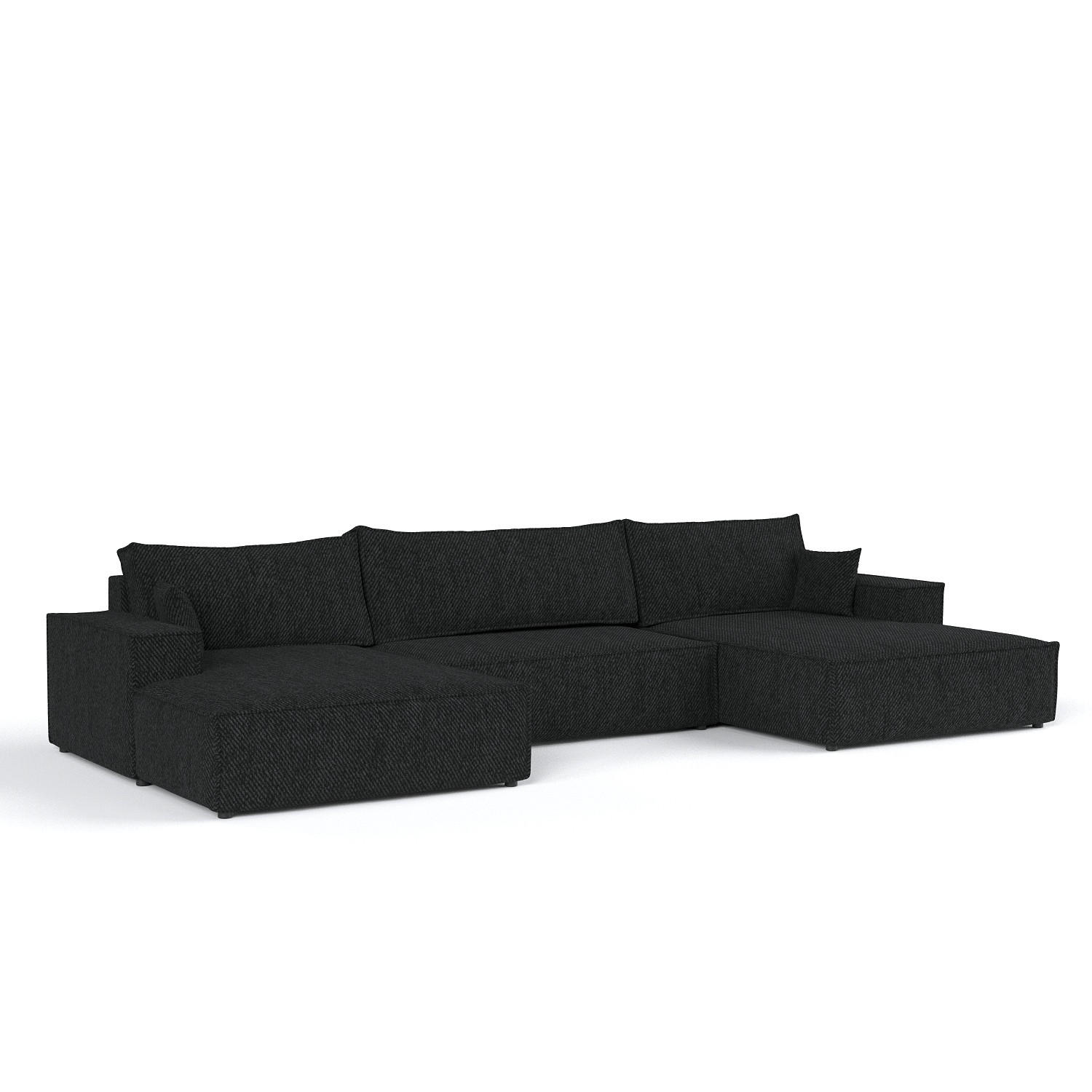 WOHNLANDSCHAFT NUBO mit Schlaffunktion Creme im Neve Stoff - Schwarz, Holz/Holzwerkstoff (398/70/148cm) - AltaBeds