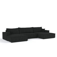 WOHNLANDSCHAFT NUBO mit Schlaffunktion Creme im Neve Stoff - Schwarz, Holz/Holzwerkstoff (398/70/148cm) - AltaBeds
