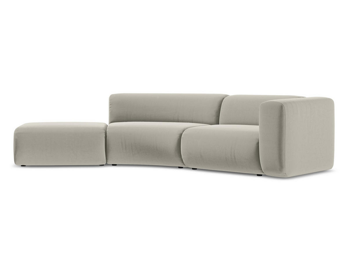 4-SITZER-SOFA Samt Stoff Creme - Perlmutt/Creme, Kunststoff/Textil (335/70/166cm) - Makamii