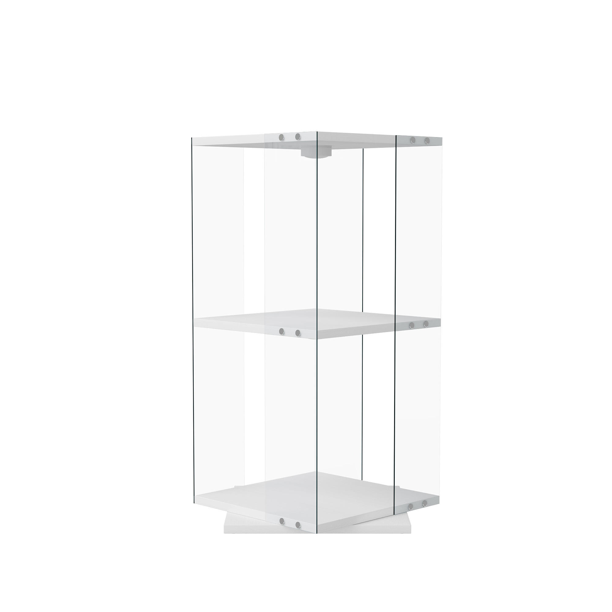 ROTERANDE vitrin, 360°, glasvitrin, vit med RGB LED, 2 hyllplan - Vit, Glas (38/82/38cm) - SHOPENTRA