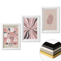 WANDBILDER 3er-Set - 20x30 cm Weißer Rahmen - Florale Blattmuster und Geometrie - Weiß, Kunststoff (20/30cm) - ArtPrintCave