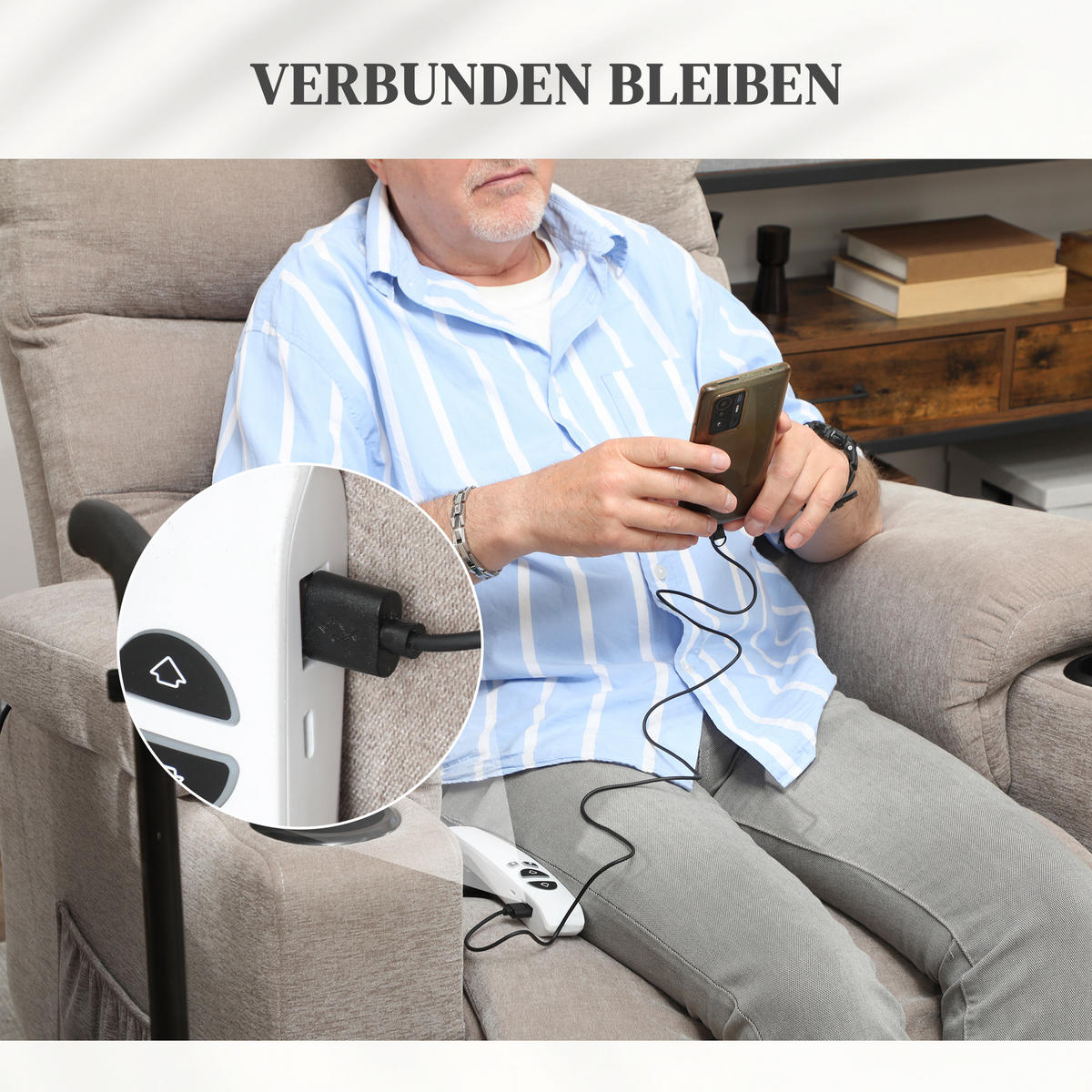 FERNSEHSESSEL mit Aufstehhilfe Elektrisch Relaxsessel mit Vibrationsmassage - Braun, Kunststoff (93/102/101cm) - HOMCOM