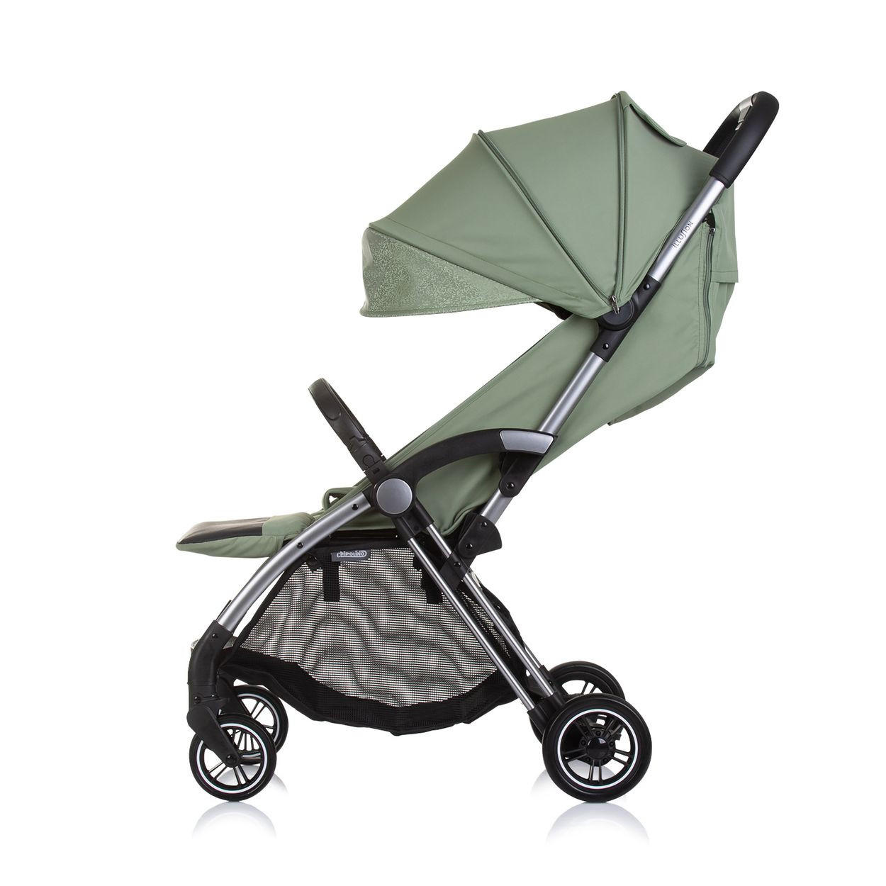BUGGY Illusion grün klappbar, verstellbare Fußstütze, Federung, Korb - Grün, Metall (67/40/102cm) - Chipolino