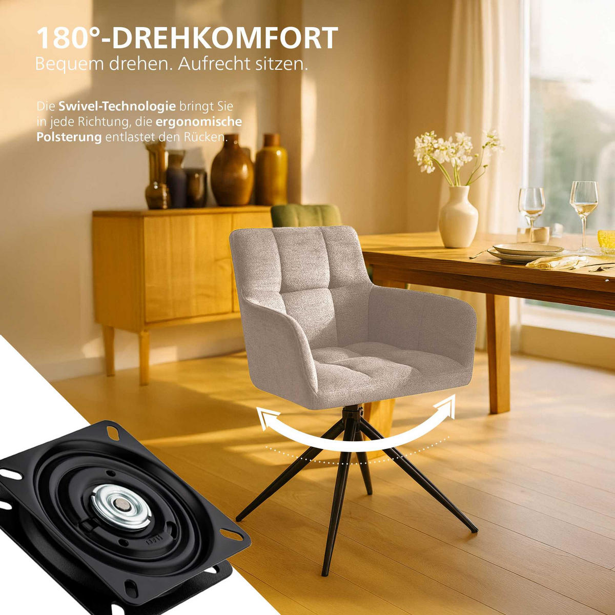 ARMLEHNENSTUHL 2er Set Stoff Hellbraun - Hellbraun/Schwarz, Textil/Metall (59/87/59cm) - CLP