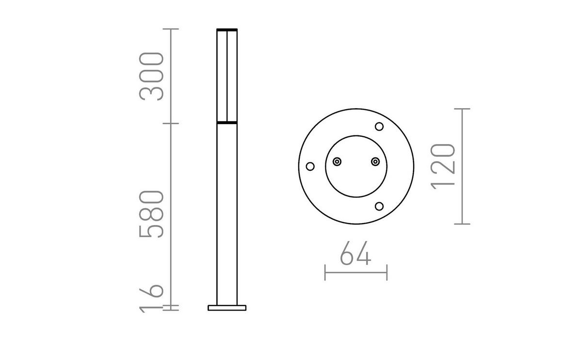 AUSSENLEUCHTE VADIS 90 Anthrazitgrau 8 W IP54 - Grau, Metall (65/65/90cm) - Rendl