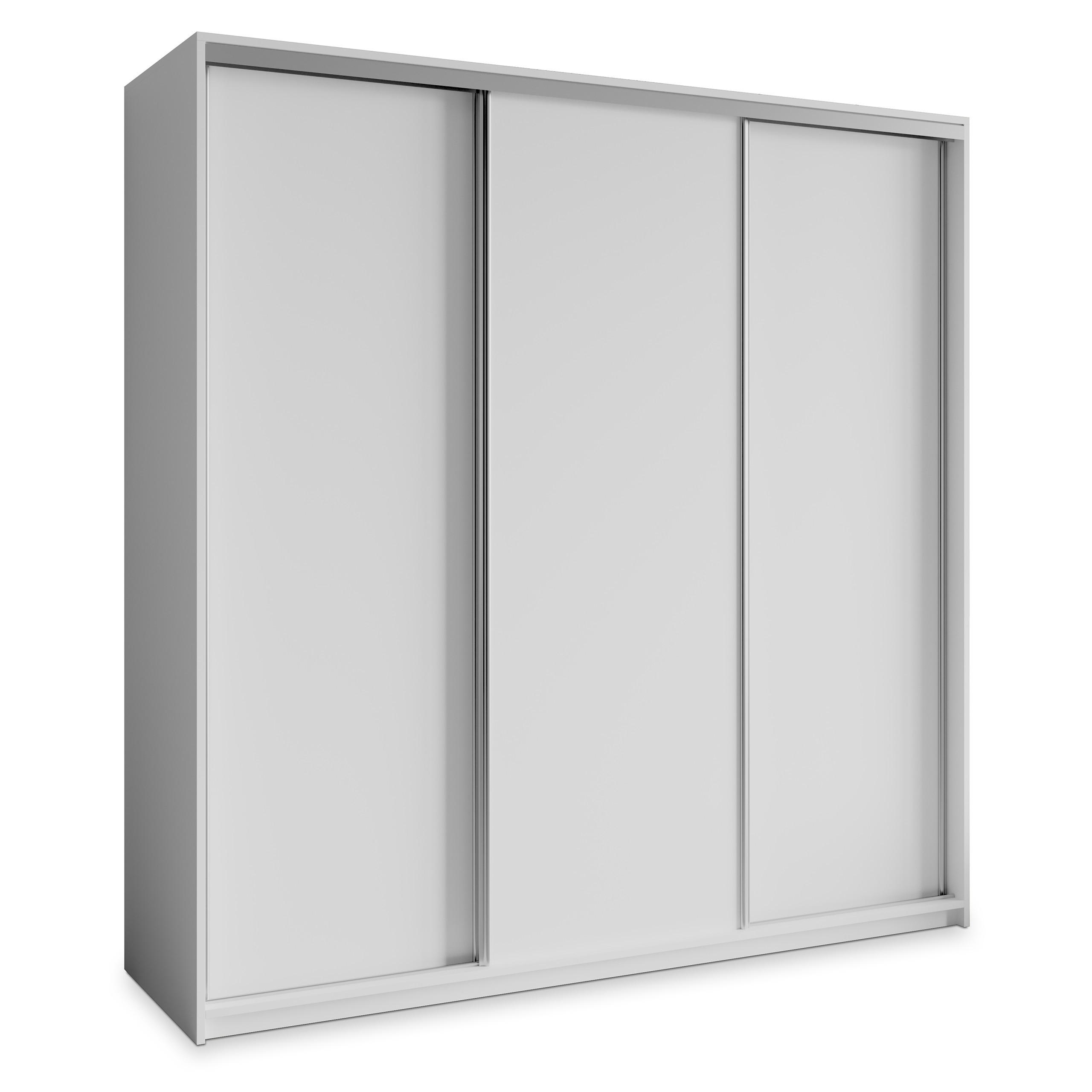 Masseno Schwebetürenschrank Weiß, Nickel 180x205x60 cm