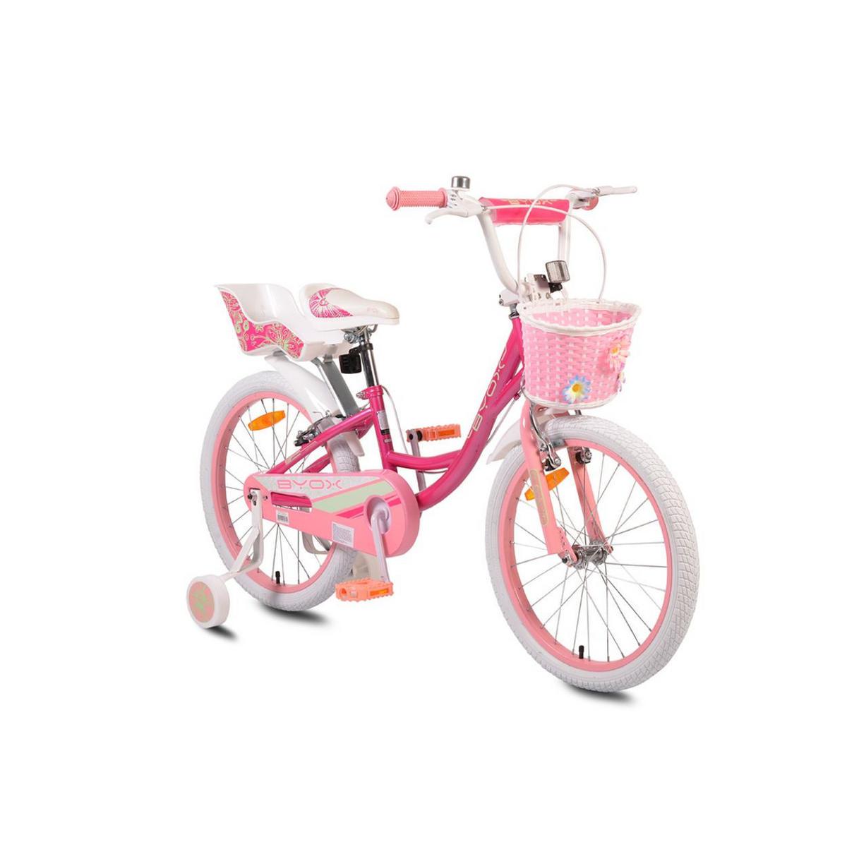 KINDERFAHRRAD Fashion 20 Zoll pink Stützräder, Korb am Lenker, Puppensitz - Pink, Metall (87cm)