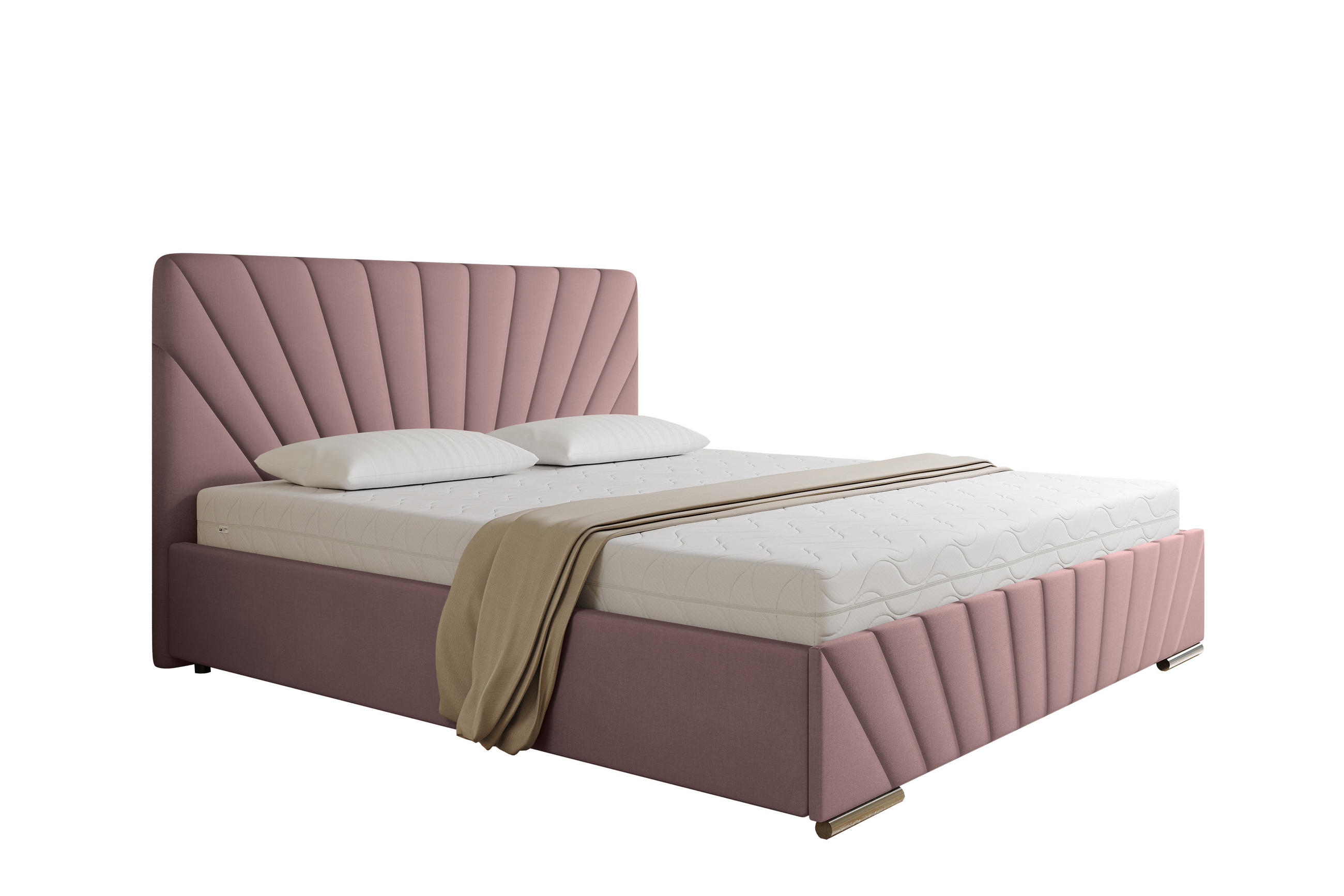POLSTERBETT Ray 180 x 200 cm mit Bettkasten, Lattenrost und Taschenfederkernmatratze Pocket mit Kokosmatte - Rosa - Rosa, Holz (180/200cm) - Panda Möbel