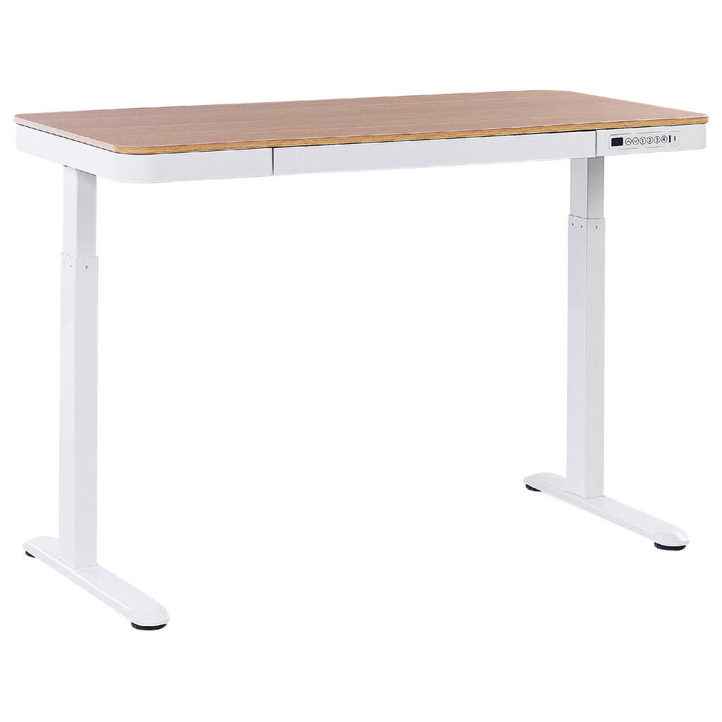 Beliani PSACÍ STŮL 120x60 cm elektrický Bílý/Světlejší Odstín dřeva Kenly