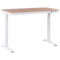 SCHREIBTISCH 120x60 cm elektrisch Weiß/Heller Holzfarbton Kenly - Hellbraun/Weiß, Holzwerkstoff (60/120/72cm) - Beliani